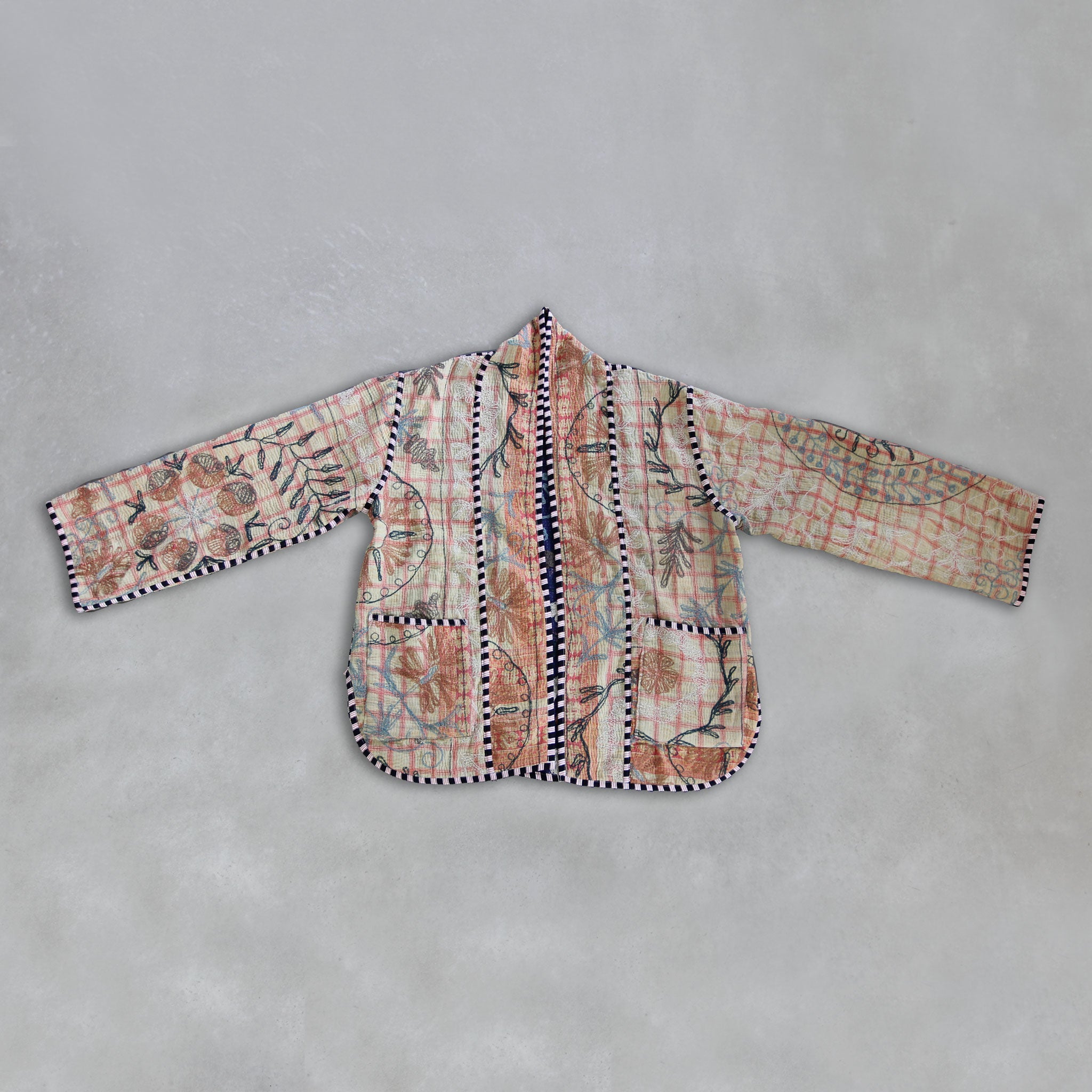 Cream inside of the Ink Kantha jacket